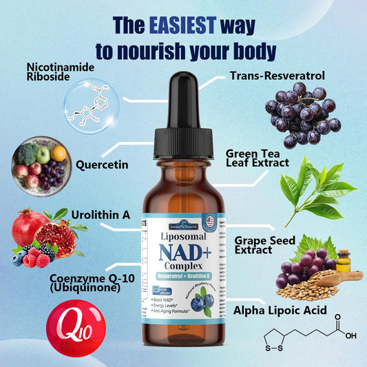 Sublingual NAD+ drops from AuraraNeNourish for rapid uptake