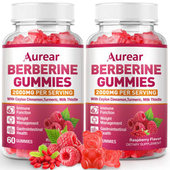 Aurear Berberine Gummies bottle front with raspberry flavor for daily wellness