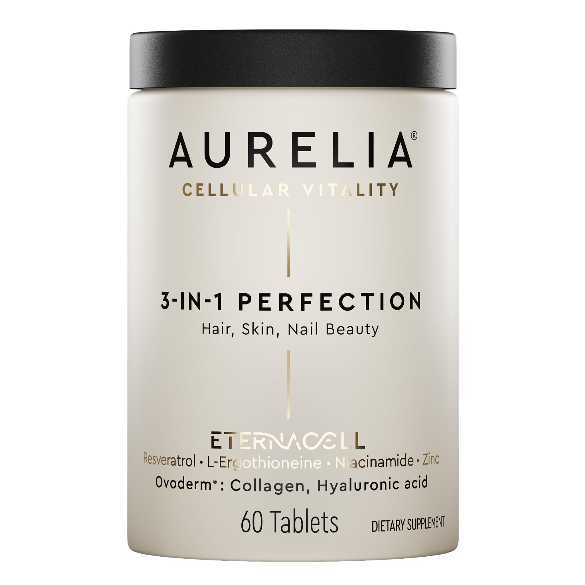 AURELIA 3-in-1 Perfection bottle front showing premium packaging for daily anti aging support