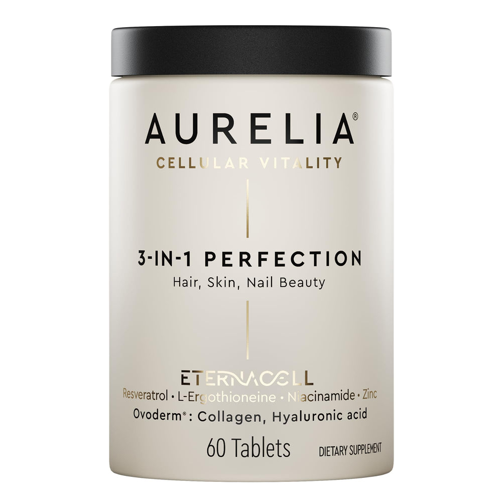 AURELIA 3-in-1 Perfection bottle front showing premium packaging for daily anti aging support