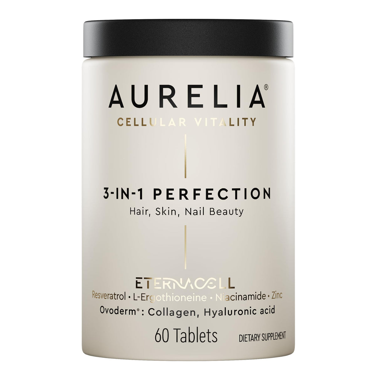 AURELIA 3-in-1 Perfection bottle front showing premium packaging for daily anti aging support