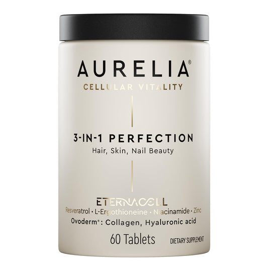 AURELIA 3-in-1 Perfection bottle front showing premium packaging for daily anti aging support