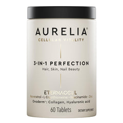 AURELIA 3-in-1 Perfection bottle front showing premium packaging for daily anti aging support