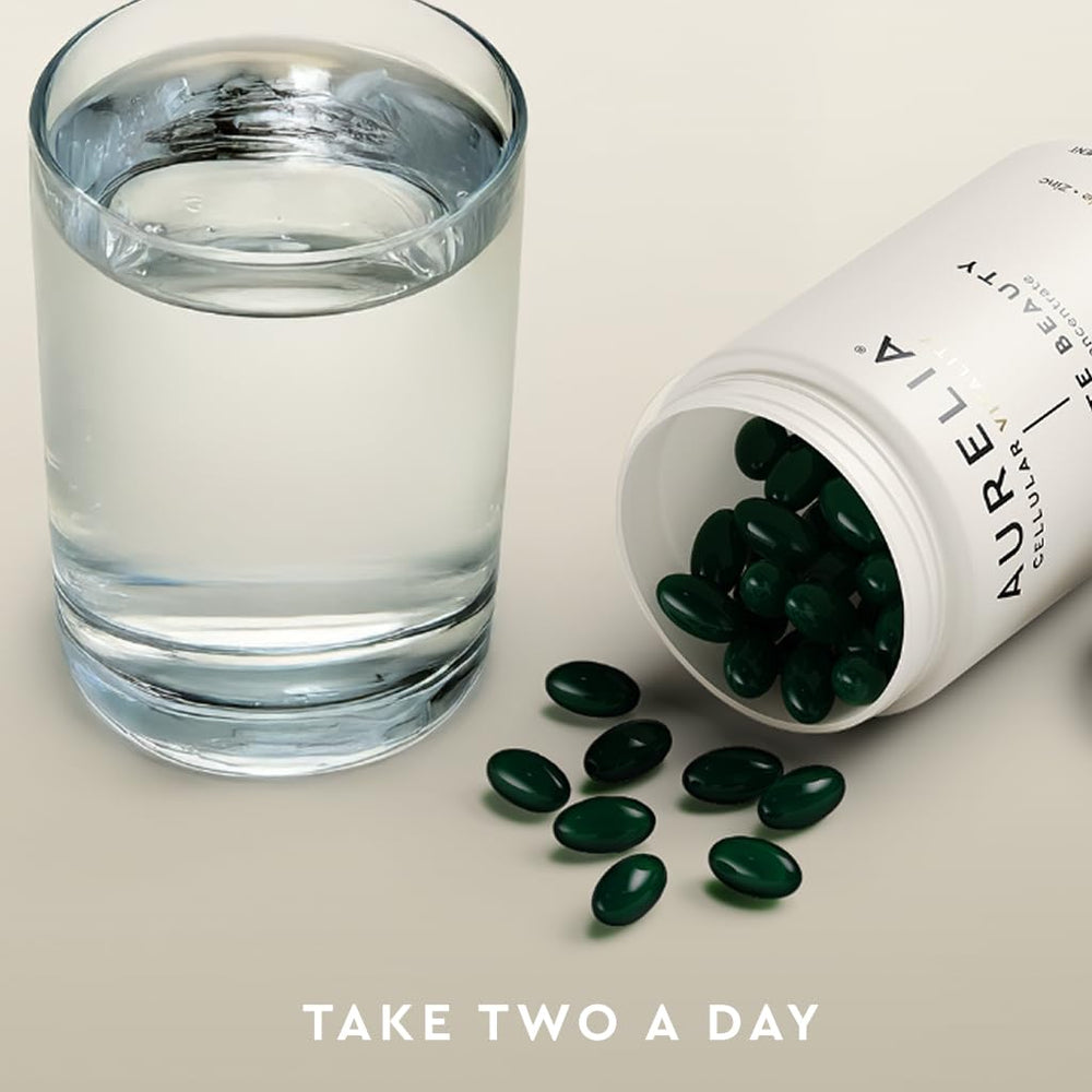 AURELIA Absolute Beauty bottle on shelf with clean design and modern branding