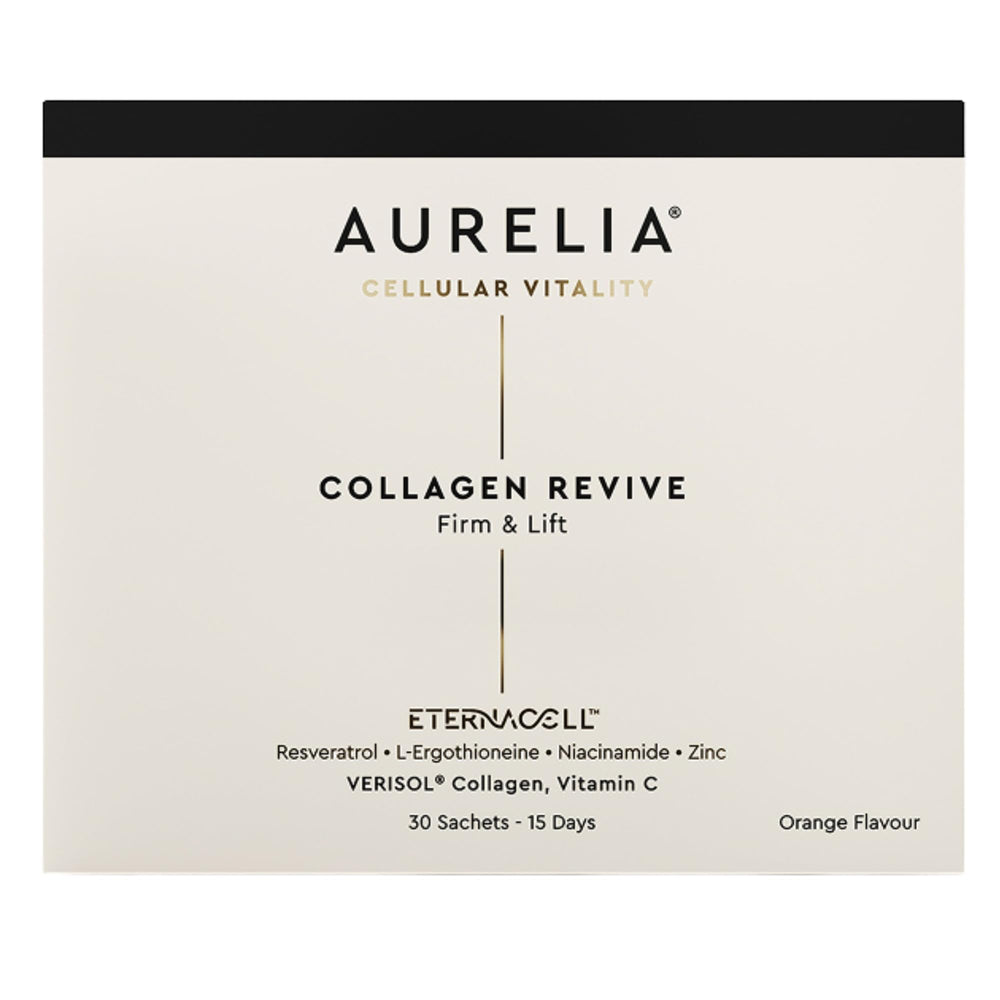 AURELIA Collagen Revive bottle close-up highlighting hydration support.