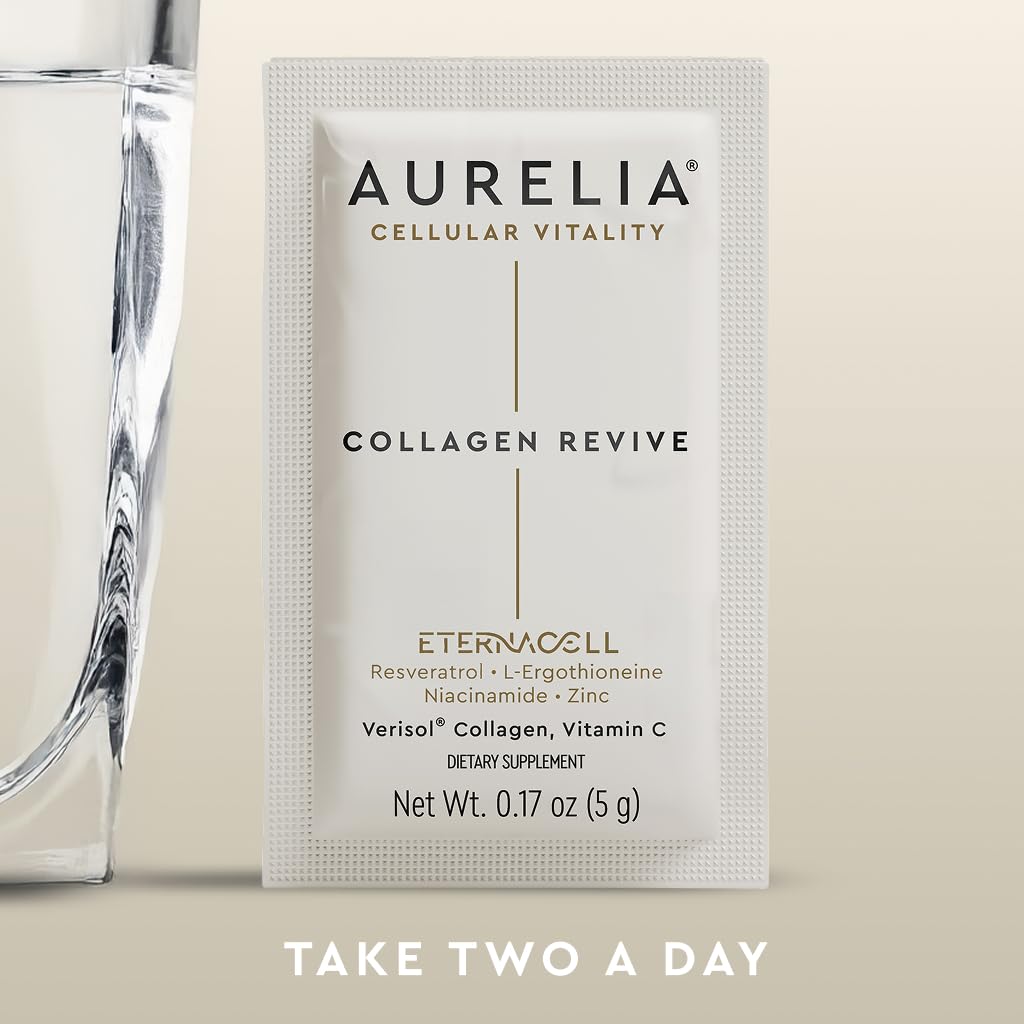 AURELIA Collagen Revive on a morning vanity for a wellness ritual.