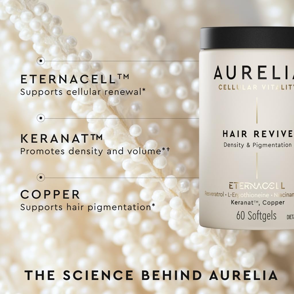 AURELIA Hair Revive on a bathroom counter suggesting scalp balance.