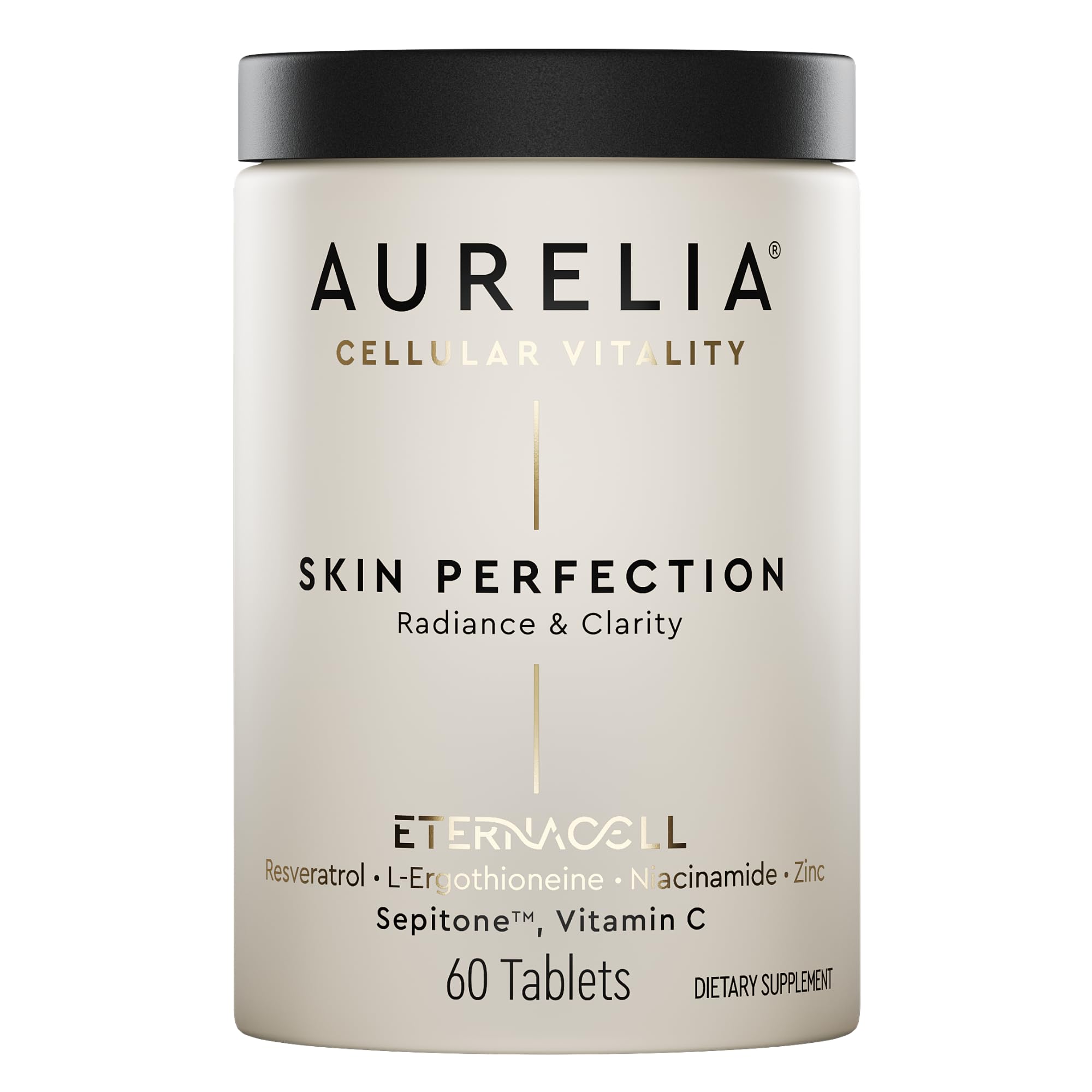 AURELIA Skin Perfection bottle pour demonstrates easy daily dosing for radiant skin.