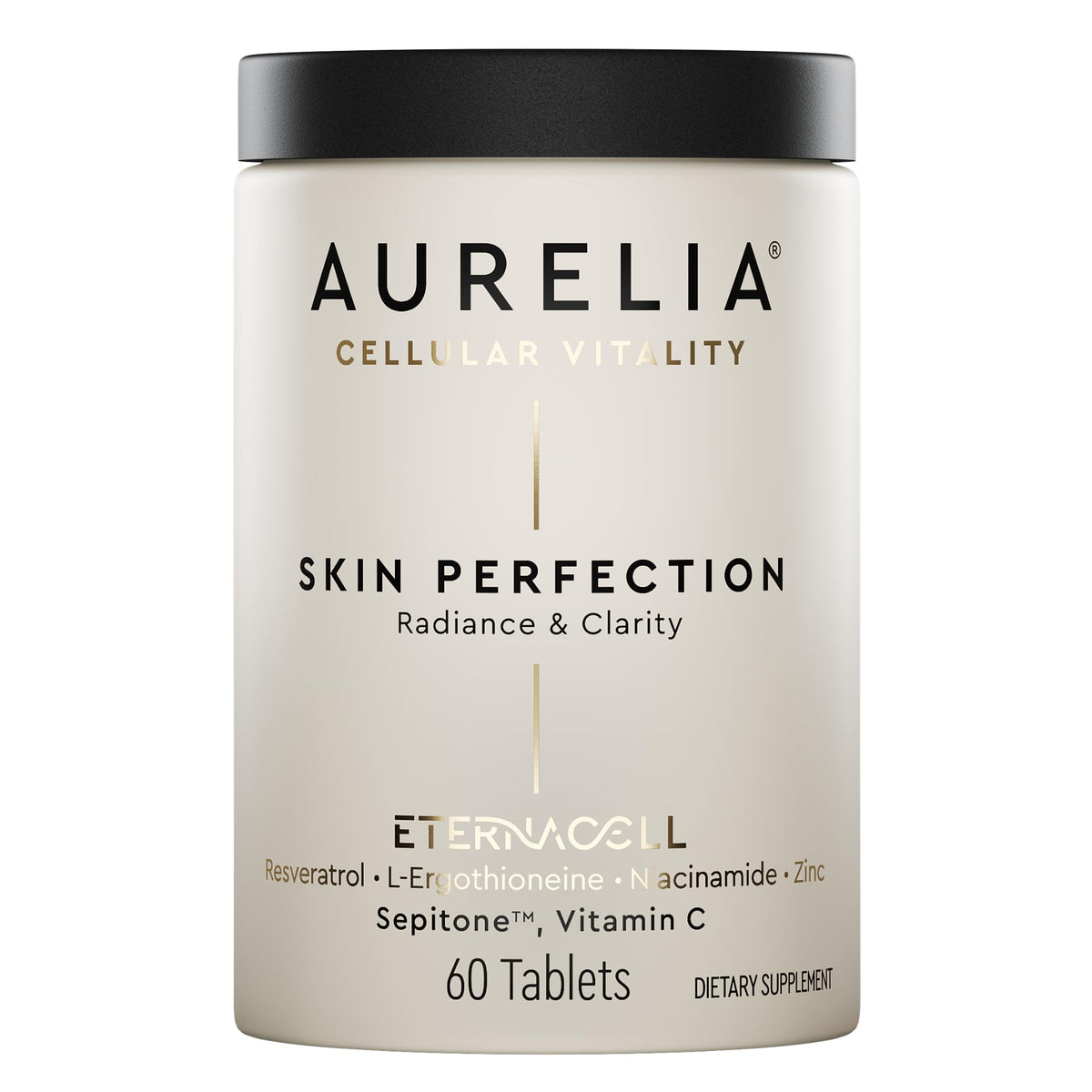 AURELIA Skin Perfection bottle pour demonstrates easy daily dosing for radiant skin.