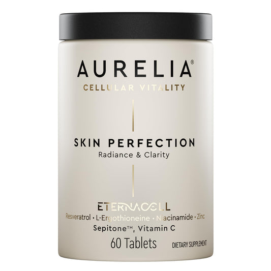 AURELIA Skin Perfection bottle pour demonstrates easy daily dosing for radiant skin.