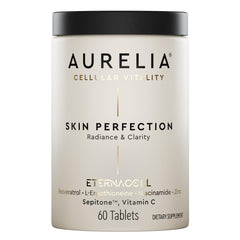 AURELIA Skin Perfection bottle pour demonstrates easy daily dosing for radiant skin.
