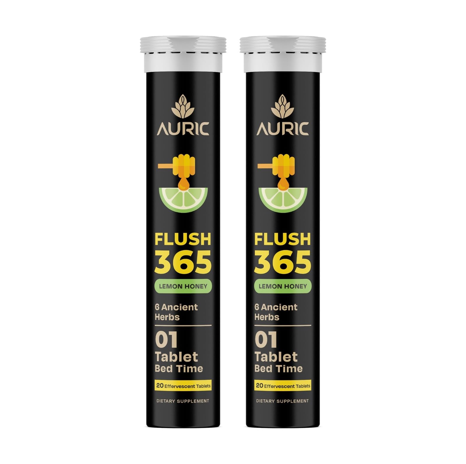Auric Flush 365 tablet dissolving in water for a refreshing digestive boost.