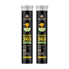 Auric Flush 365 tablet dissolving in water for a refreshing digestive boost.
