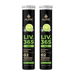 Auric Liv365 bottle label emphasizes detox support for liver health.