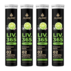 Auric Liv365 lemon-flavor bottle front view supports daily liver wellness.