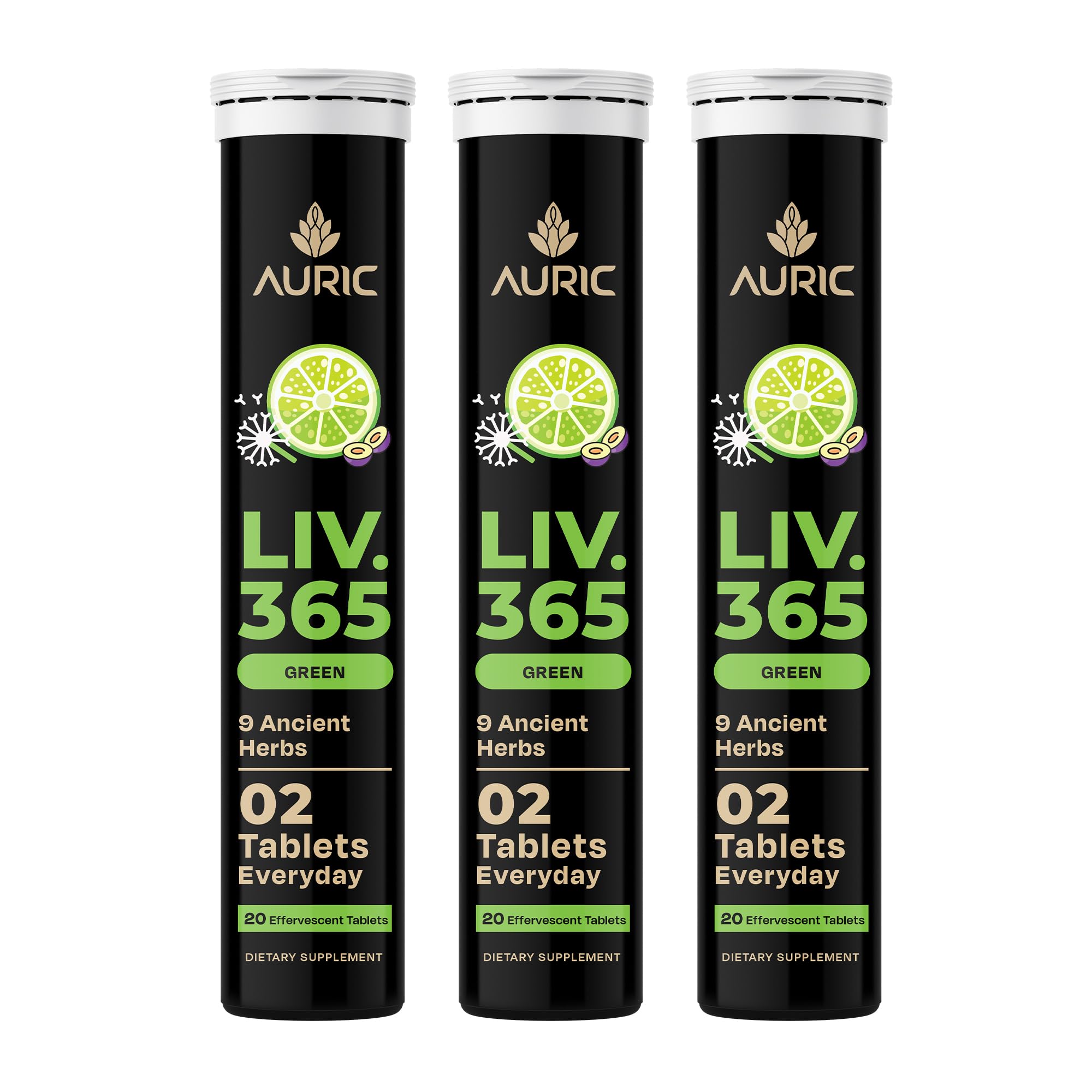 Auric Liv365 bottle front for daily liver detox support.