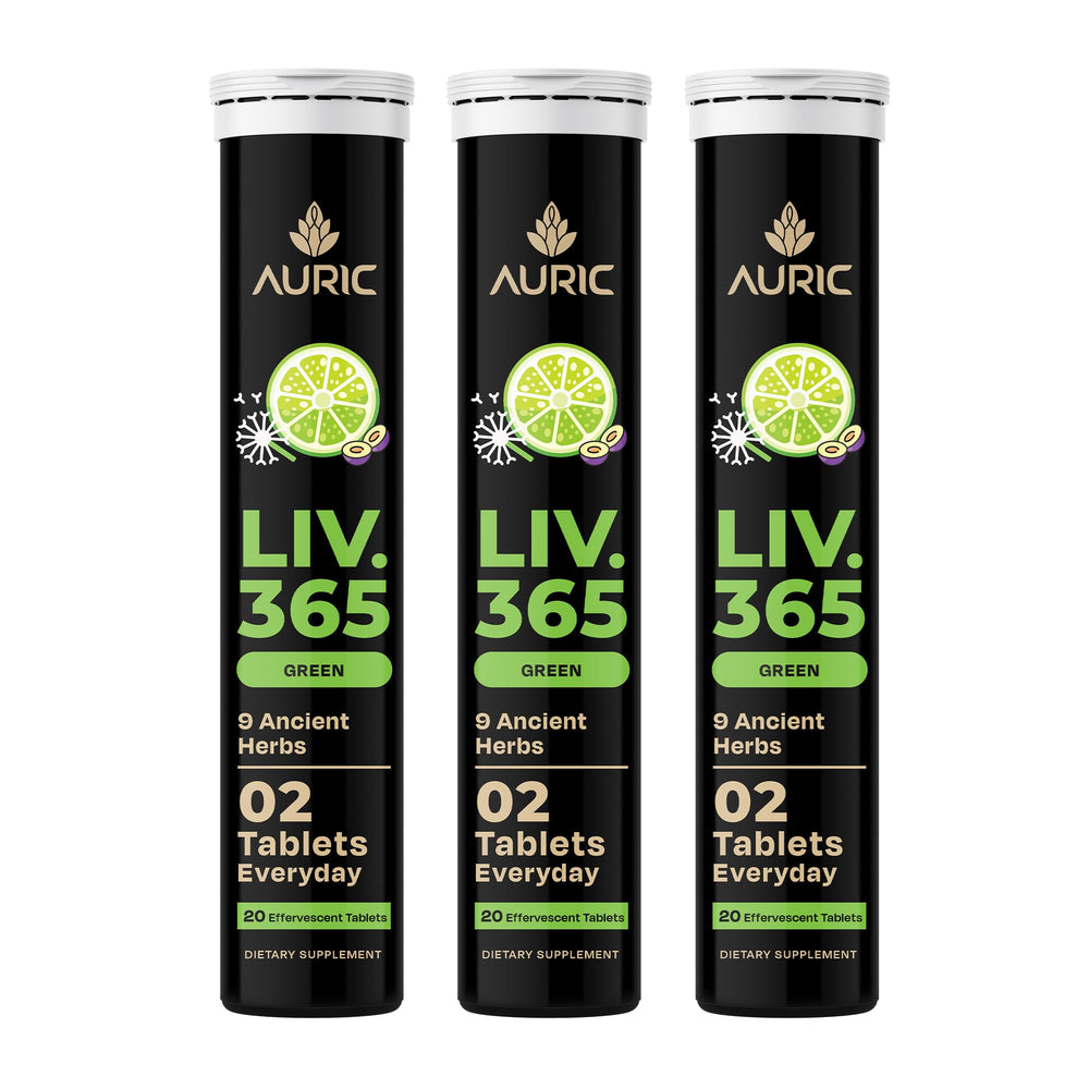 Auric Liv365 bottle front for daily liver detox support.