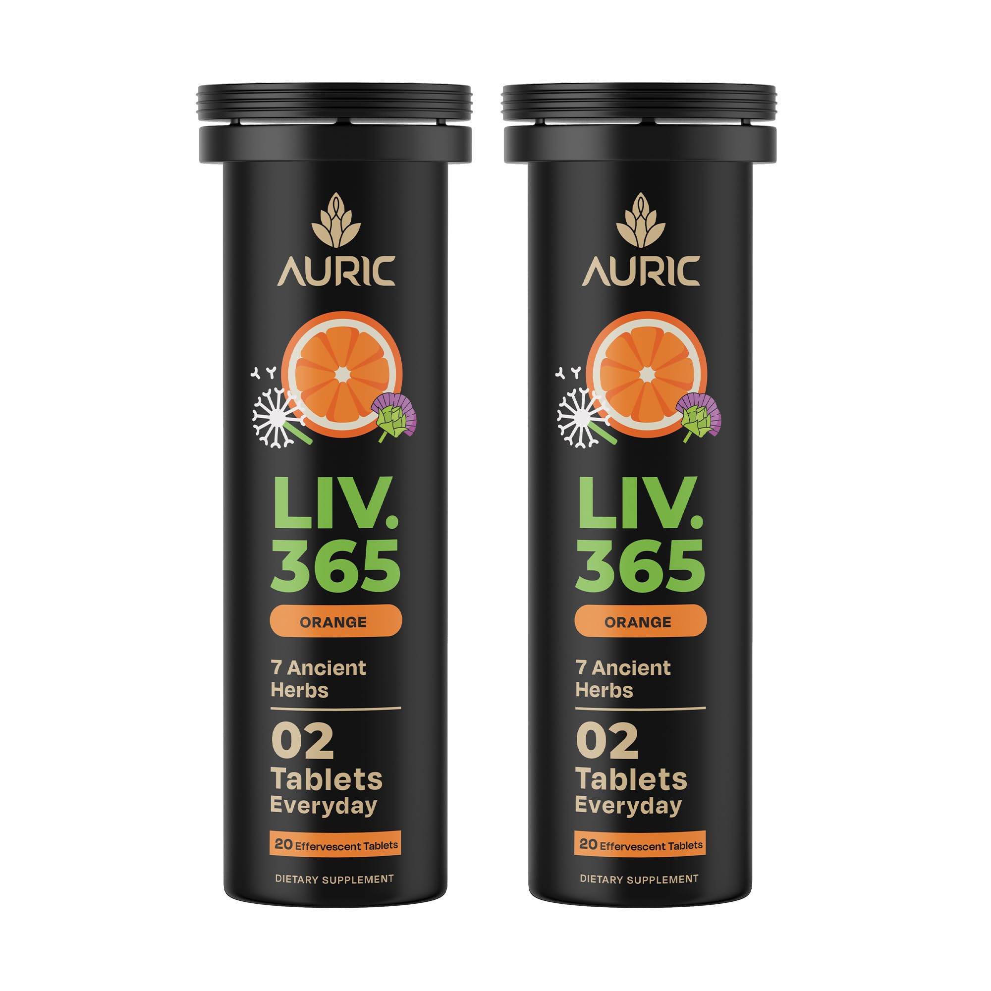Auric Liver Support bottle front promotes daily wellness with a plant-based formula.