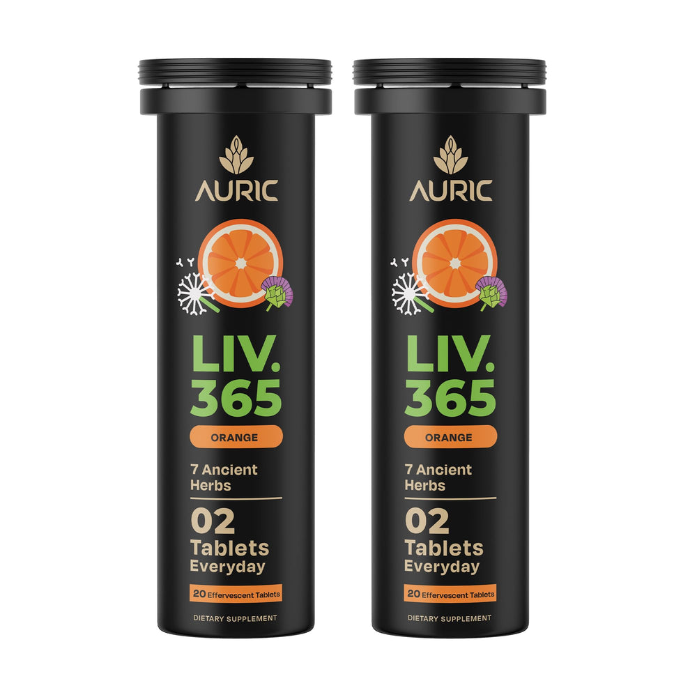 Auric Liver Support bottle front promotes daily wellness with a plant-based formula.