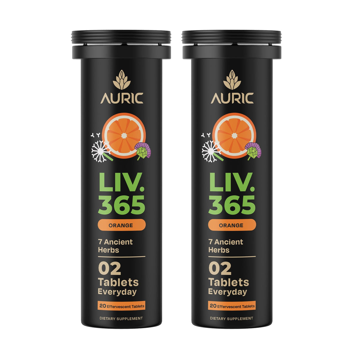 Auric Liver Support bottle front promotes daily wellness with a plant-based formula.