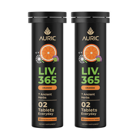 Auric Liver Support bottle front promotes daily wellness with a plant-based formula.