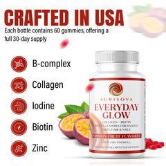 Aurisova Everyday Glow packaging fresh displays clean USA GMP production