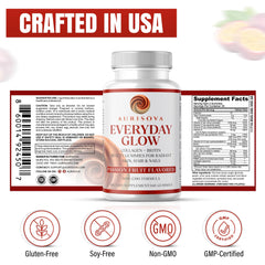 Aurisova Everyday Glow usa facility stamp conveys trusted manufacturing standards