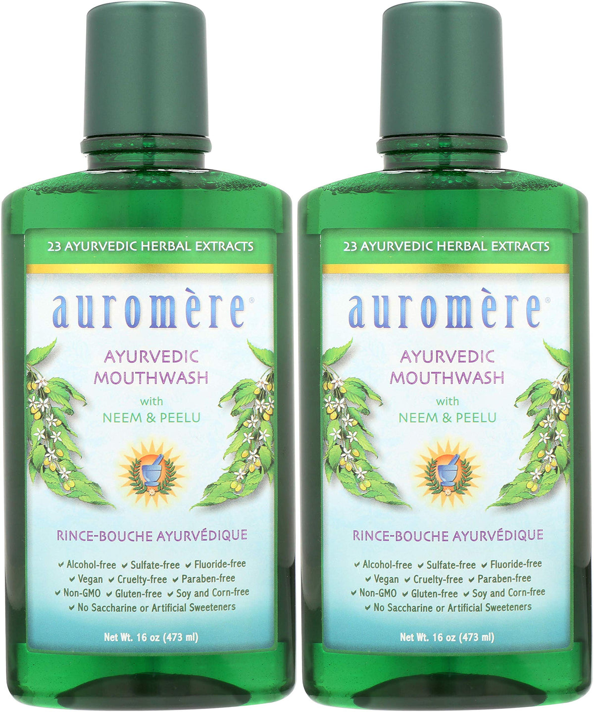 Auromere Ayurvedic Mouthwash bottle with Neem for daily fresh breath