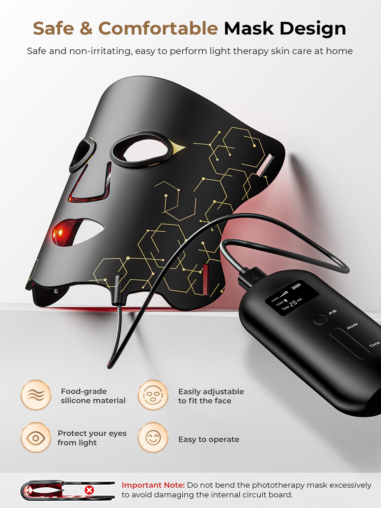 Aurphany LED mask 2500mAh battery for portable use