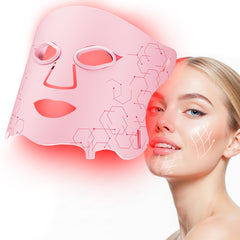 Aurphany LED mask front view in pink for at home skincare sessions.