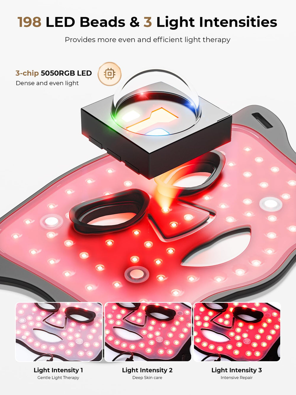 Aurphany LED mask soft silicone fit for hygienic wear