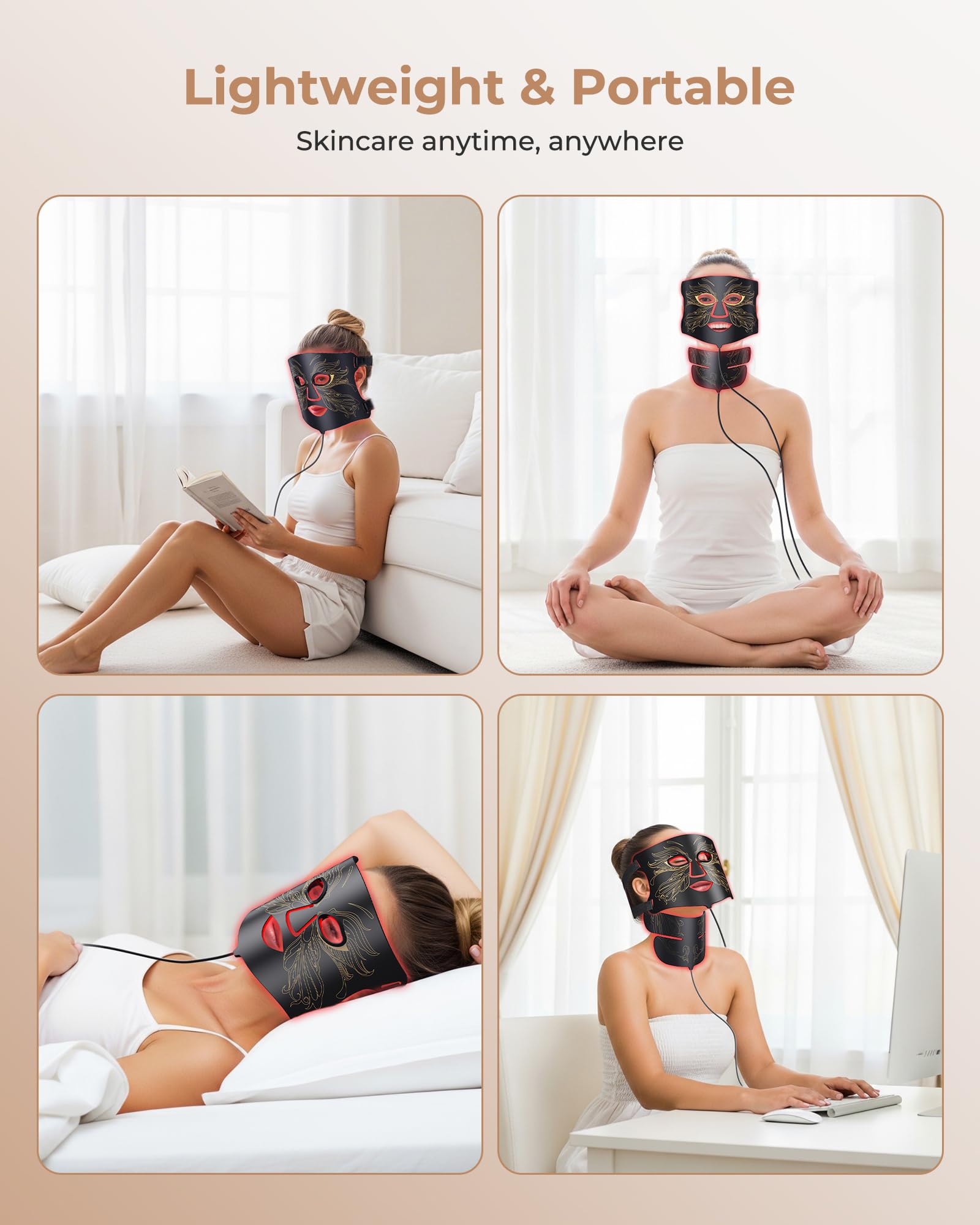 Aurphany LED mask complete set with accessories for home skincare.