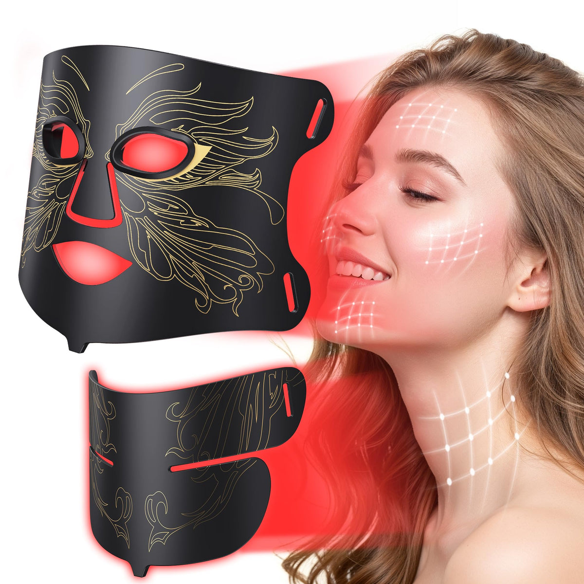Aurphany LED mask front view showing full-face coverage for home use.