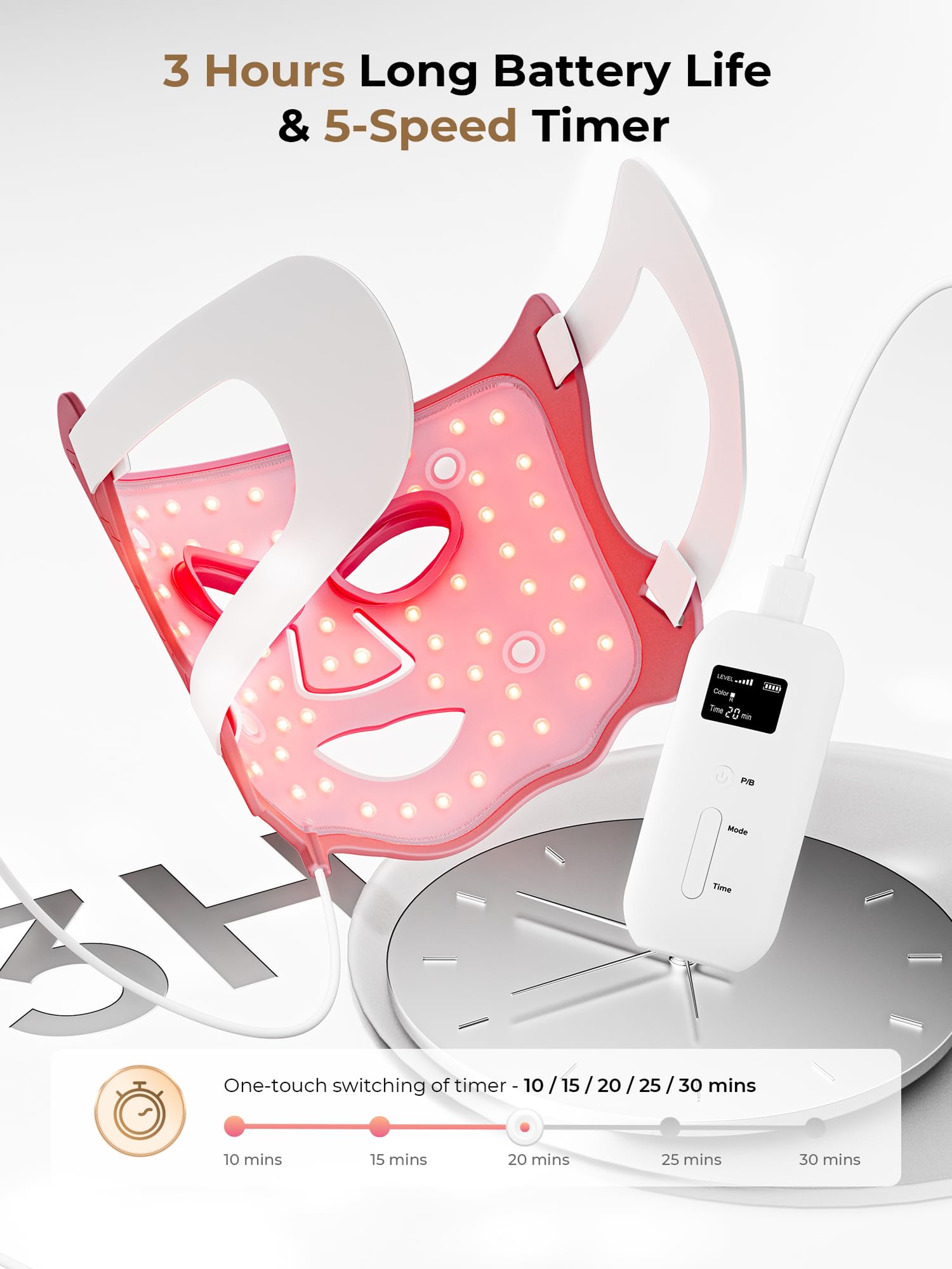 Aurphany USB-C charging keeps the mask ready for use.
