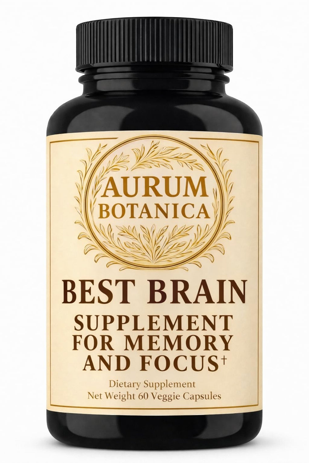 AURUM BOTANICA best brain supplement bottle promotes daily focus and clarity.