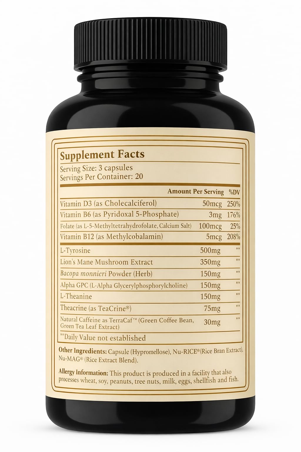 AURUM BOTANICA Lion mane mushrooms support neural connectivity.