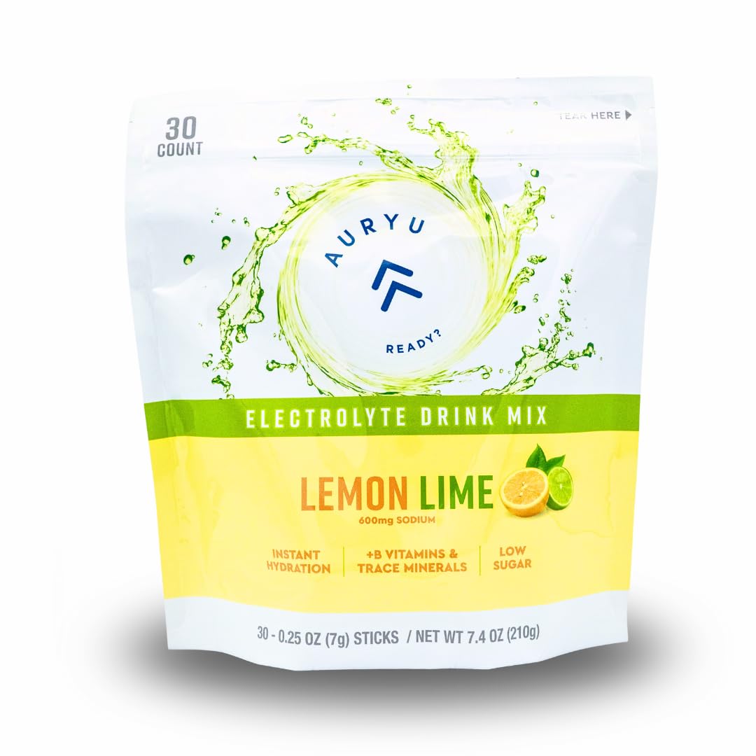 Auryu Electrolyte Mix stick pack lemon lime for convenient on-the-go hydration
