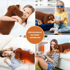 Auspicious Beginning dachshund heat pad flat-design adapts to body contours
