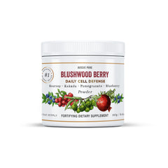 Aussie Pure Blushwood Berry bottle pouring, highlighting immune-support formula.