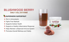 Aussie Pure Blushwood Berry in a glass demonstrates easy mix for daily health.