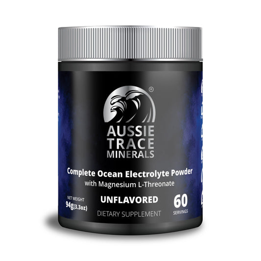 Aussie Trace Minerals magnesium hydration powder bottle ready for daily hydration and recovery.