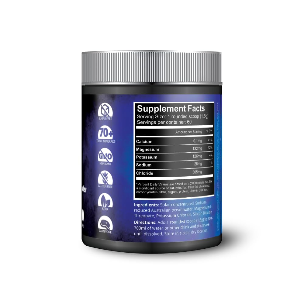 Close-up of label highlighting magnesium L-threonate and trace minerals for daily wellness.