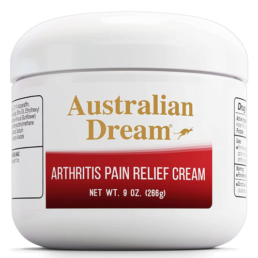 Australian Dream arthritis pain relief cream jar front showing soothing relief for joints.