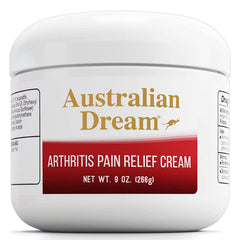 Australian Dream arthritis pain relief cream jar front showing soothing relief for joints.