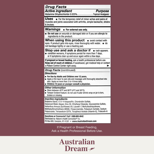 Texture on skin demonstrates quick, non-greasy absorption for Australian Dream cream.