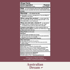 Texture on skin demonstrates quick, non-greasy absorption for Australian Dream cream.