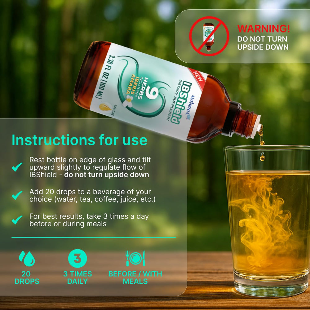 AUTHENTA IBShield amber bottle ready for everyday use.