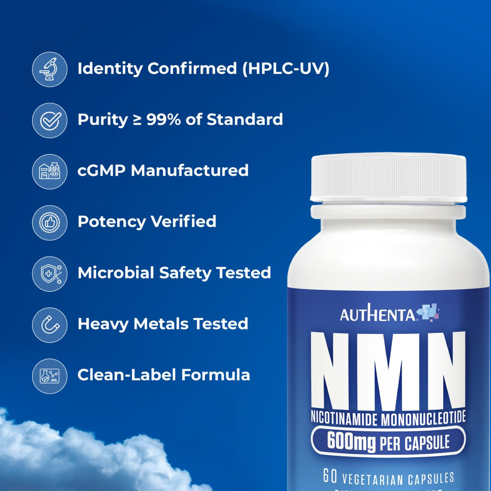 Vegan capsule from AUTHENTA NMN showcases allergen-friendly formula.