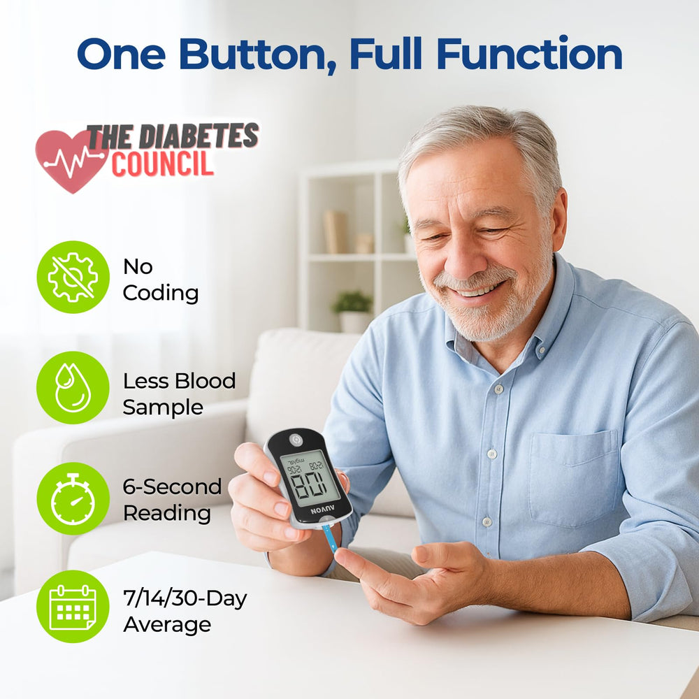 AUVON blood glucose test strips 100-count for precise measurements.