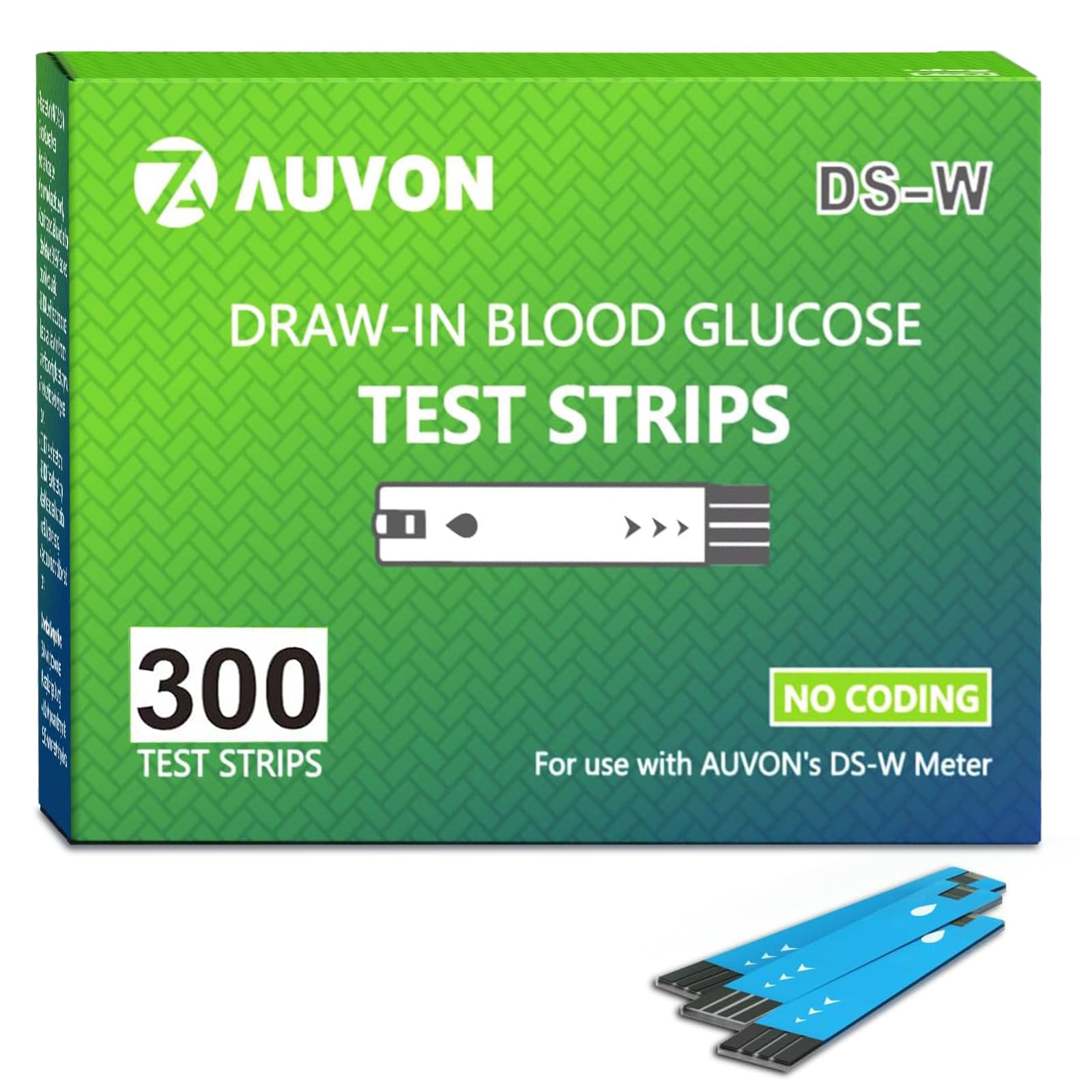 AUVON DS-W 300-count test strips ready for reliable glucose monitoring.